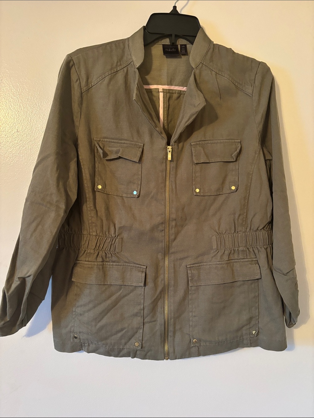 Rafaella Olive Utility Jacket with Zip Front